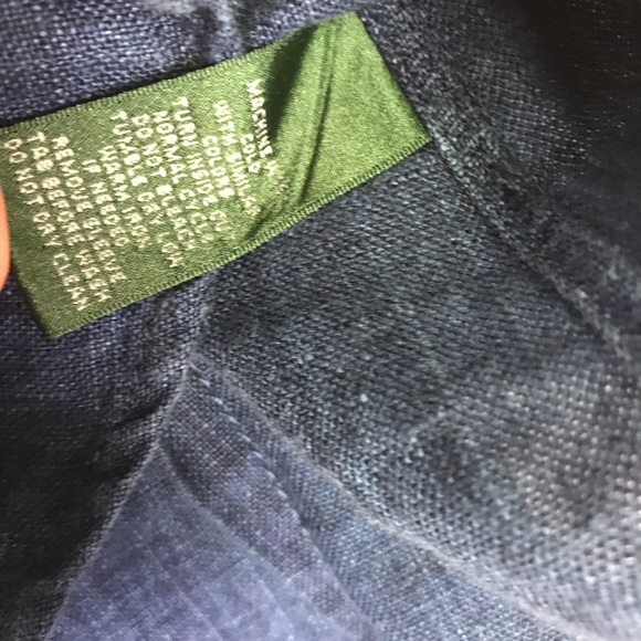 Ralph Lauren Linen Indigo Blue Shirt Short Sleeve - Picture 8 of 8